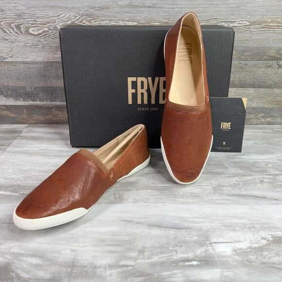 FRYE Melanie Womens Slip-On Leather Sneaker Cognac/Brown Flat Ballet Shoe Size 8 - Picture 1 of 10